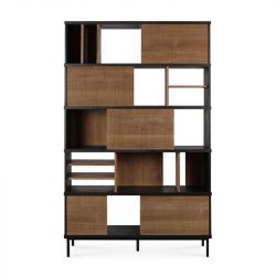 OSCAR ETAGERE TECK - 5 PORTES 120x40x195