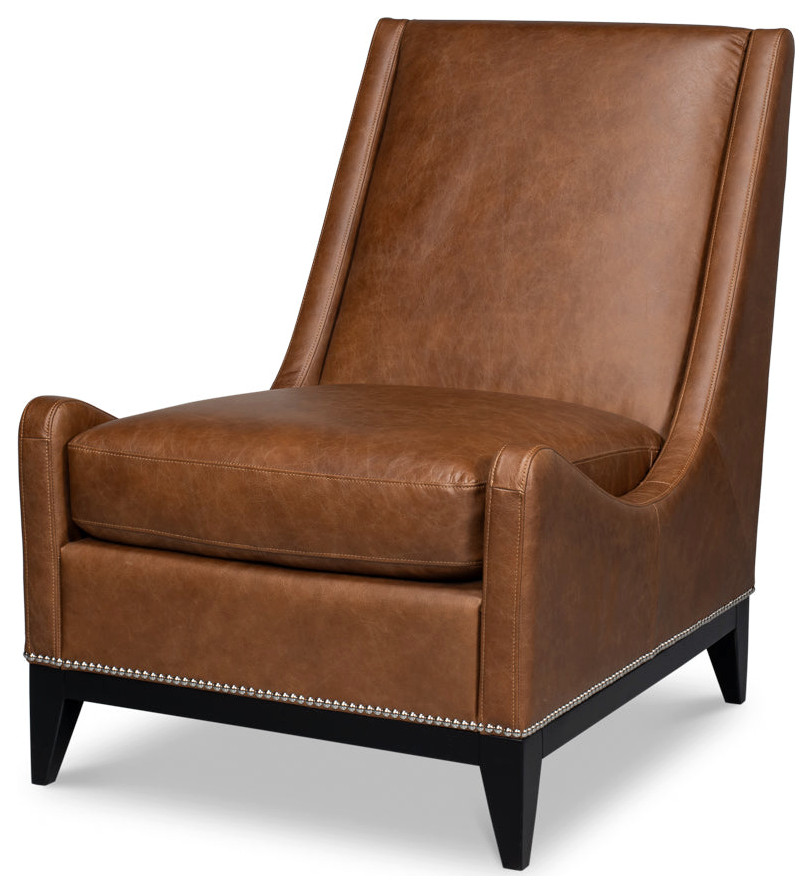 Brandy Slipper Accent Chair In Distilled Leather   Contemporary   Armchairs And Accent Chairs   by Sideboards and Things  Houzz