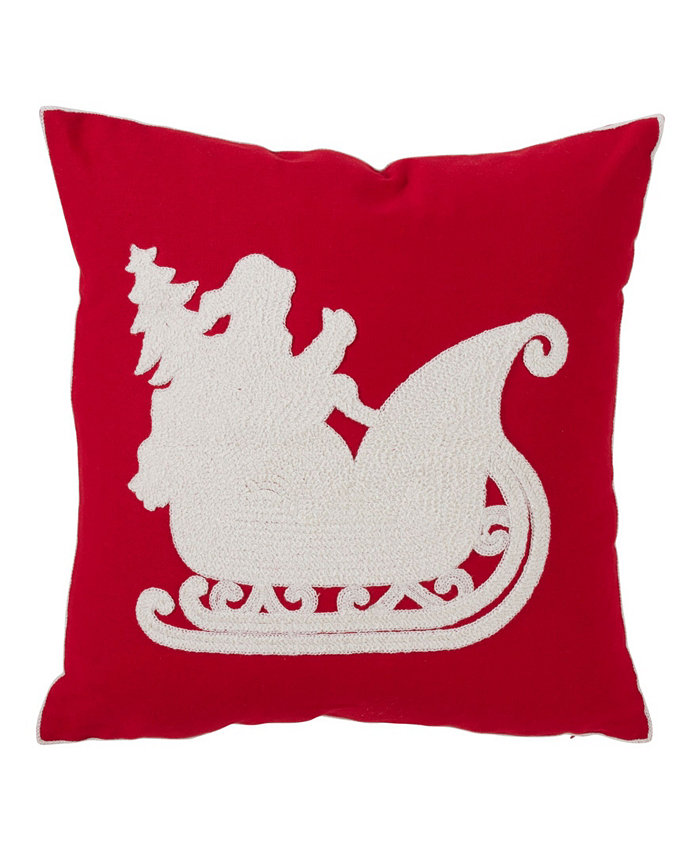 Saro Lifestyle Santas Sleigh Christmas Decorative Pillow， 18