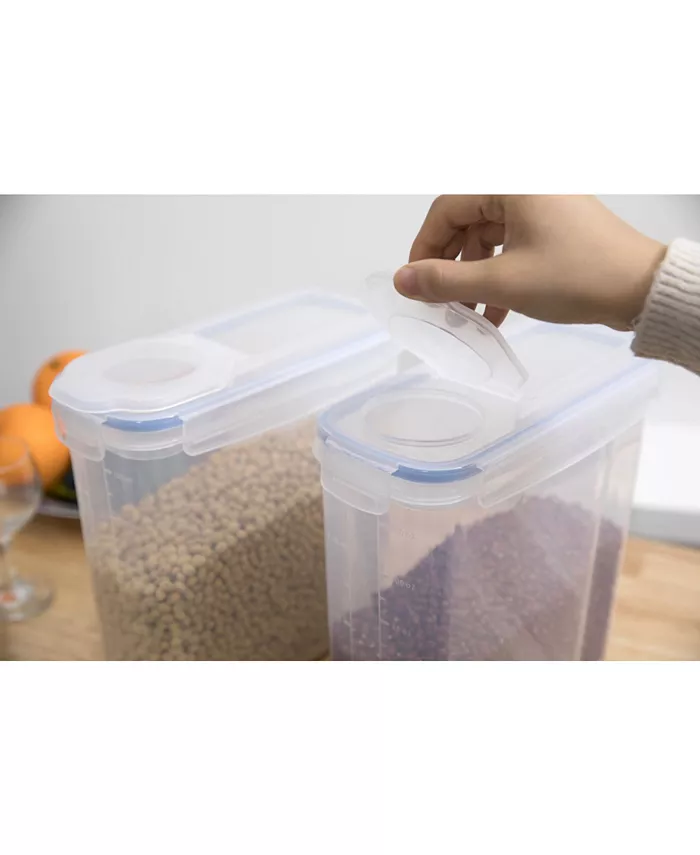 Basicwise Vintiquewise Small Bpa-Free Plastic Food Cereal Containers with Airtight Spout Lid Set of 2