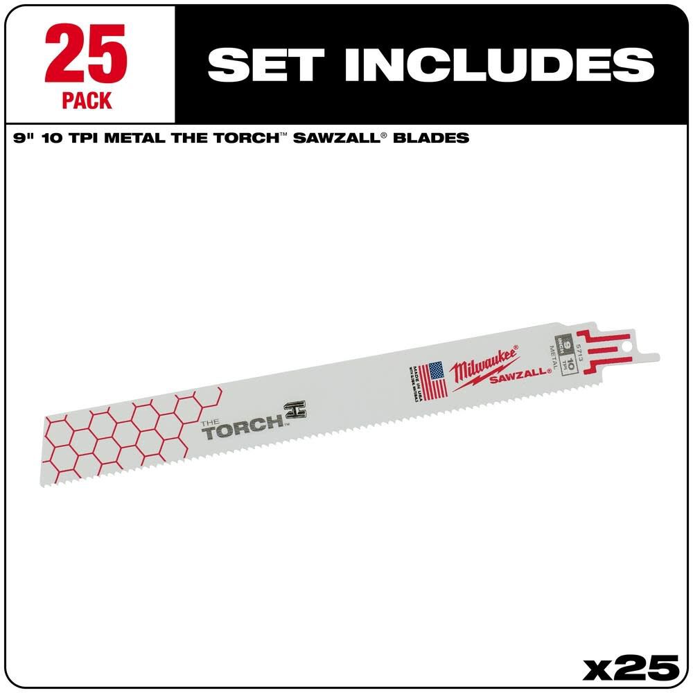 MW 9 in. 10 TPI THE TORCH SAWZALL Blade 25PK 48-00-8713 from MW