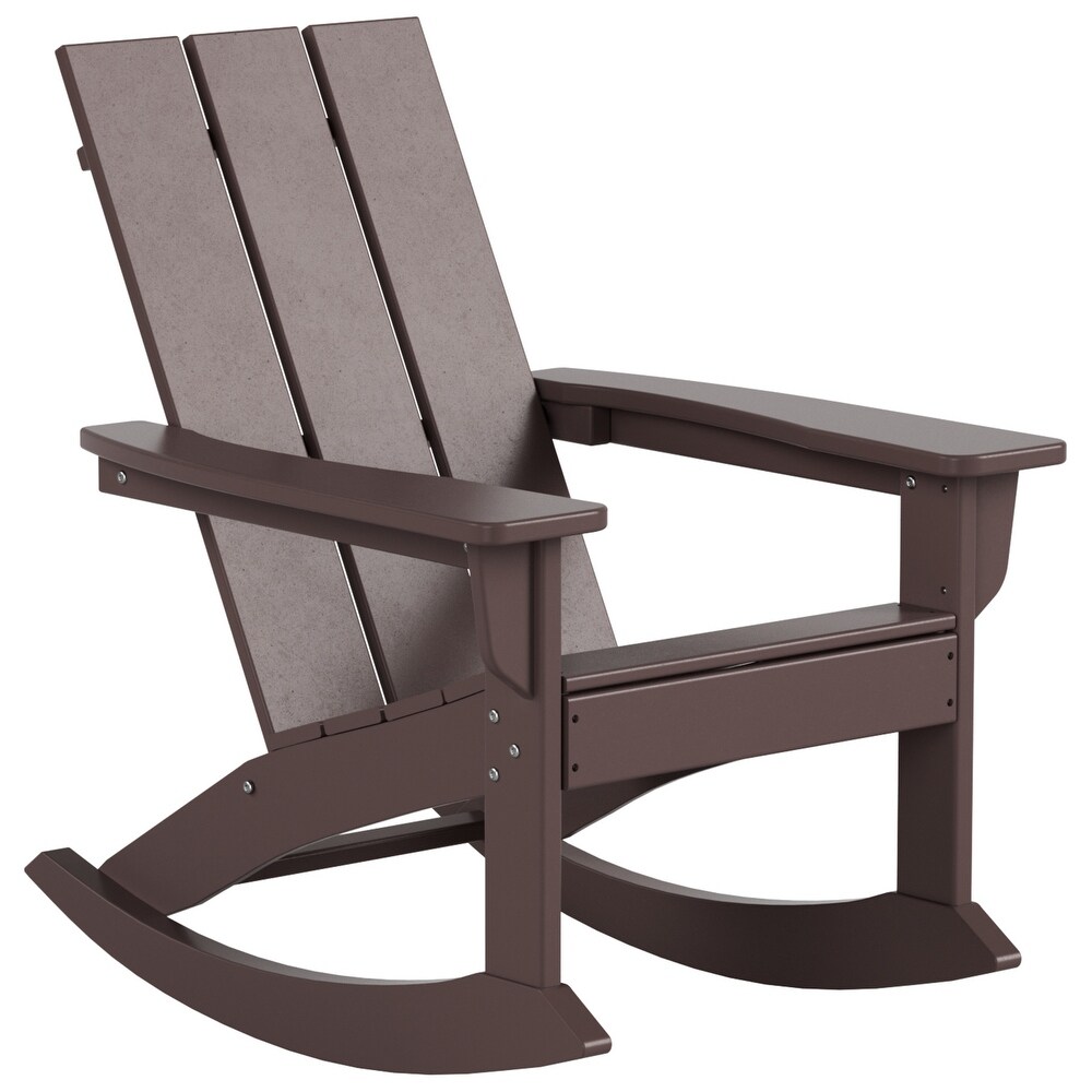 POLYTRENDS Shoreside Modern Eco Friendly  Weather Poly Adirondack Rocking Chairs (Set of 2)