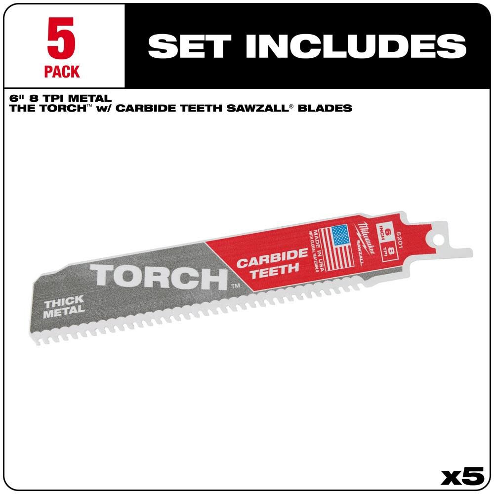 MW 6 in. 7 TPI THE TORCH Carbide Teeth Metal Cutting SAWZALL Reciprocating Saw Blade 48-00-5501 from MW