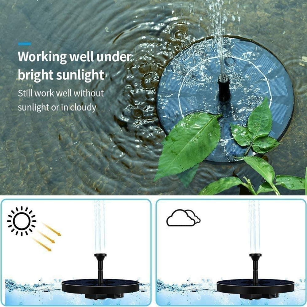 Movsou 4 Nozzle Independent Floating Solar Fountain Pump for Bird Bath Garden, Outdoor, Black