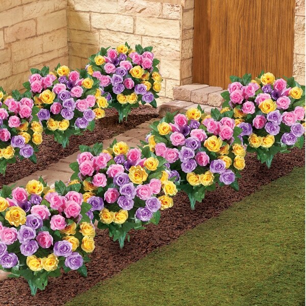 Artificial Pastel Rose Bushes Set of 3