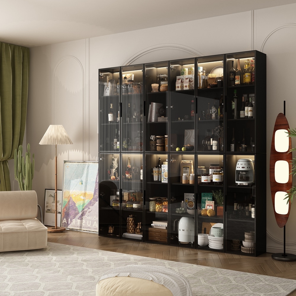 Large Modern Modular Storage Cabinet with Lighting Curio Display