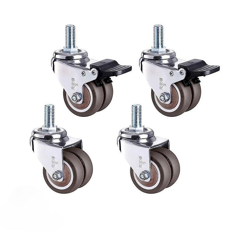 Born Pretty 4pcs 2 Inch Heavy Duty Swivel Stem Rubber Caster Wheels M12 X 25mm Locking Casters Replacement Casters For Furniture