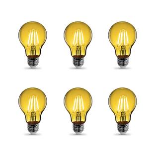 Feit Electric 25-Watt Equivalent A19 Medium E26 Base Dimmable Filament Yellow Colored LED Clear Glass Light Bulb (6-Pack) A19TYLED6