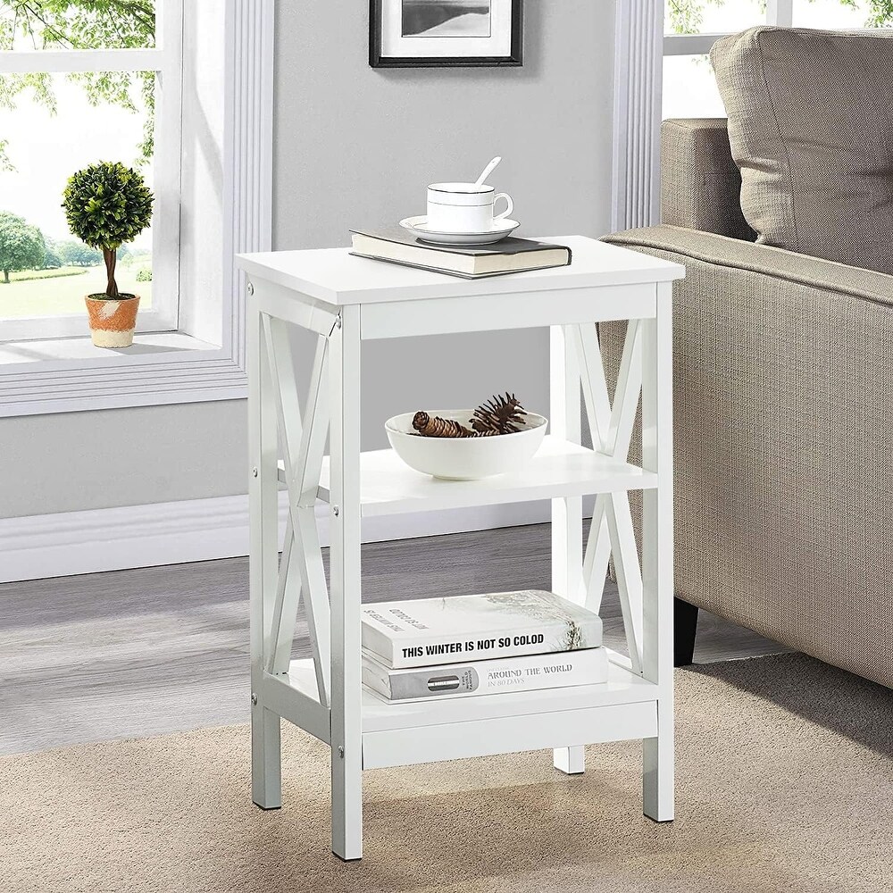 VECELO Modern Nightstand with 3 tier Storage Shelves