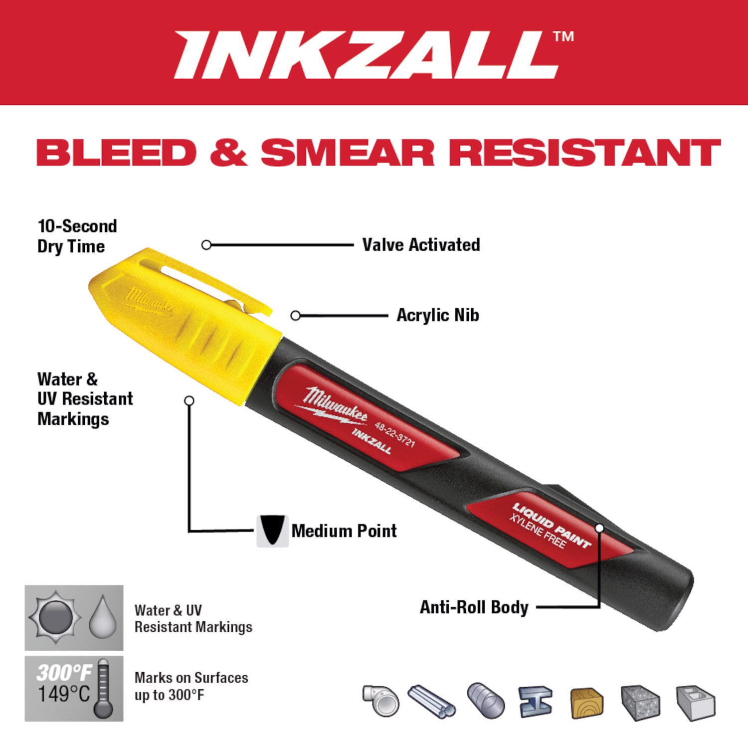 MW INKZALL Yellow Liquid Paint Marker 1 pk