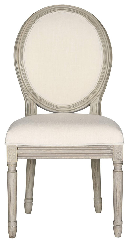 Set of 2 Dining Chair  Padded Polyester Seat With Rounded Back  Light Beige   French Country   Dining Chairs   by Declusia  Houzz