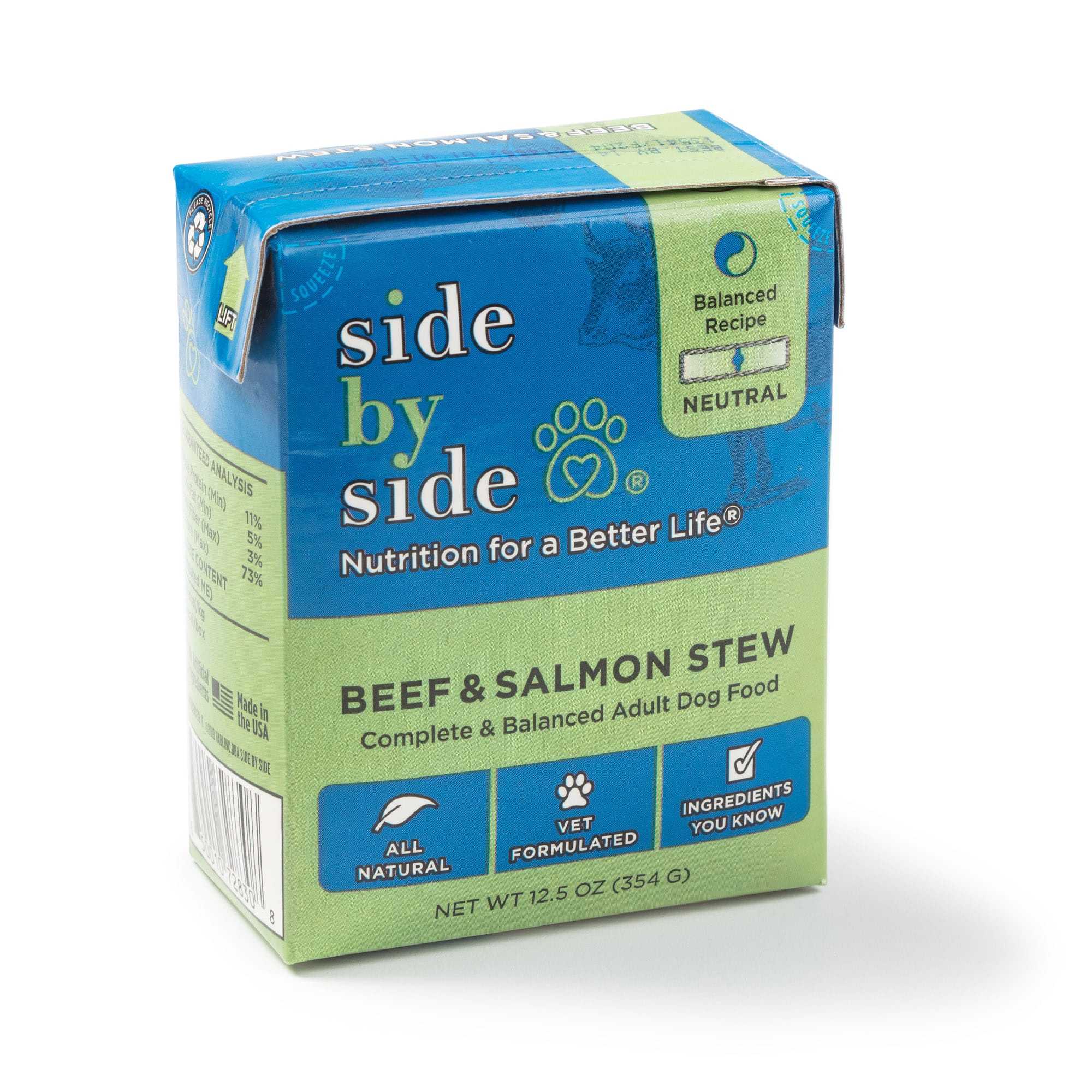 Side By Side Neutral Beef and Salmon Hearty Tetra Stews For Dog