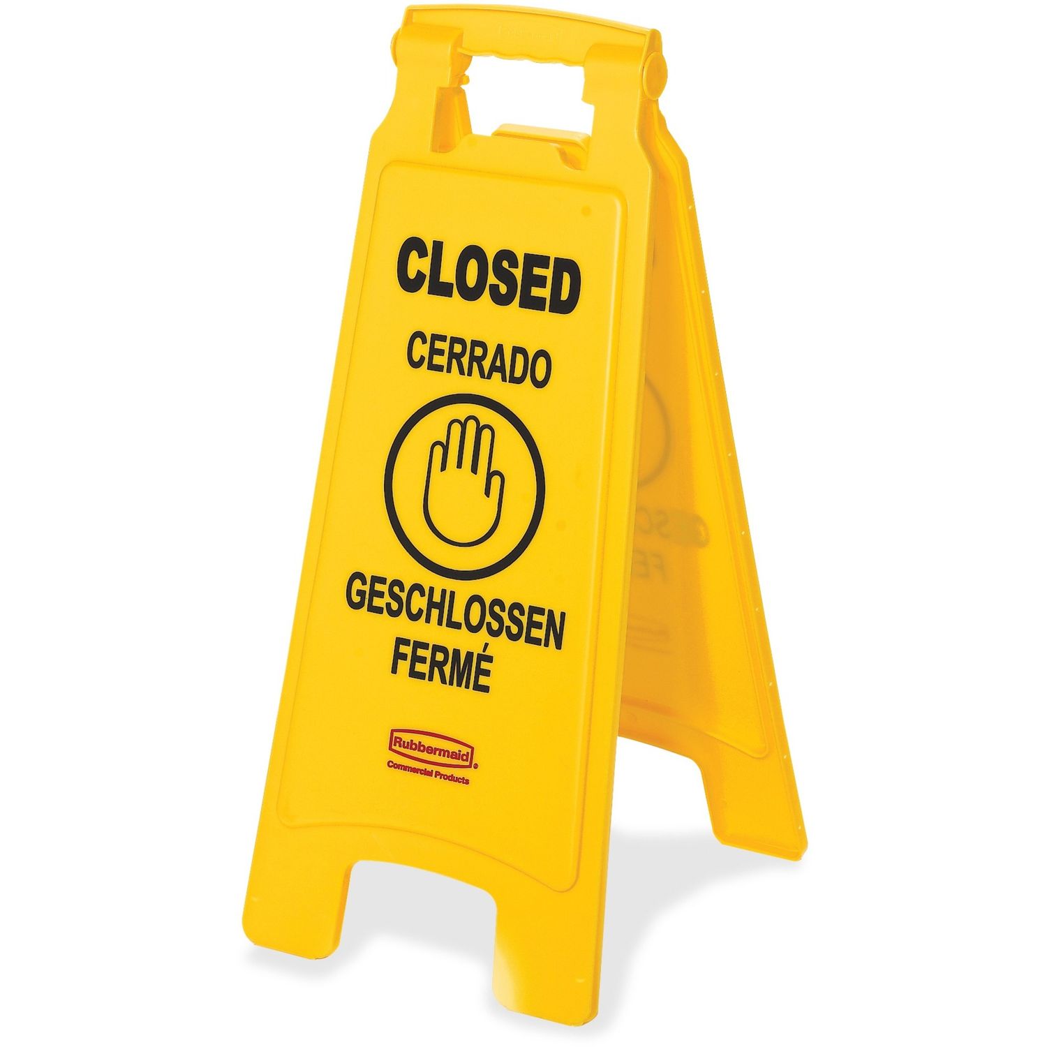 Closed Multi-Lingual Floor Sign by Rubbermaid Commercial Products RCP611278YWCT