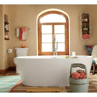 American Standard Coastal Serin 66 in. x 32 in. Soaking Bathtub with Center Hand Drain in White 2765034.020