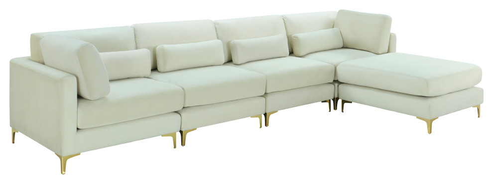 Julia Velvet Upholstered L Shaped Modular Sectional   Midcentury   Sectional Sofas   by Meridian Furniture  Houzz