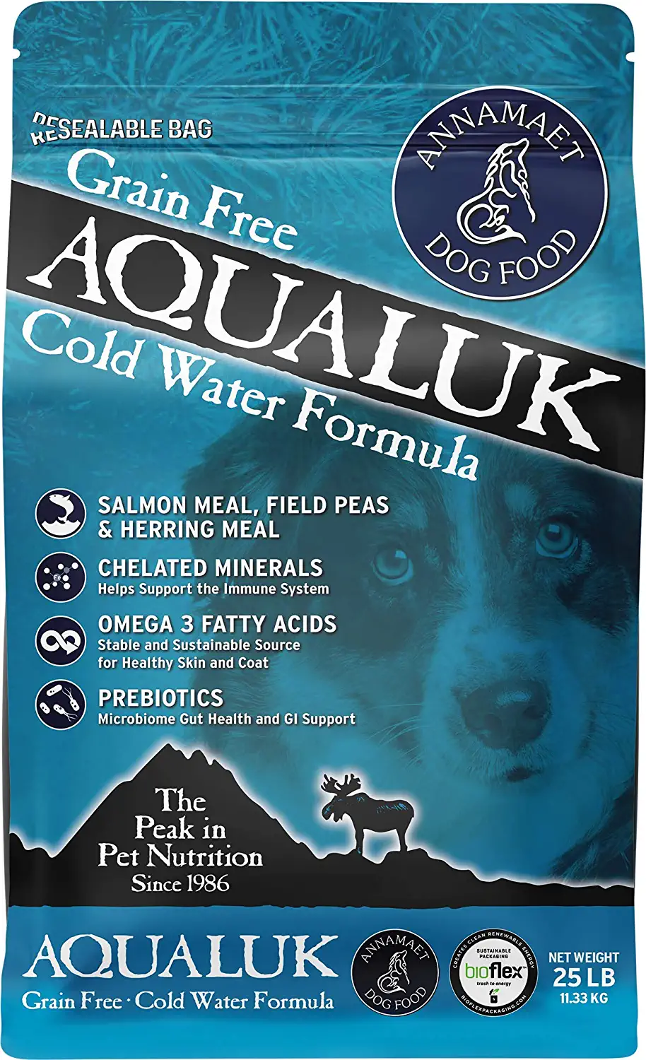 Annamaet Grain-Free Aqualuk Cold Water Fish Formula Dry Dog Food (Salmon and Herring) 25-lb Bag