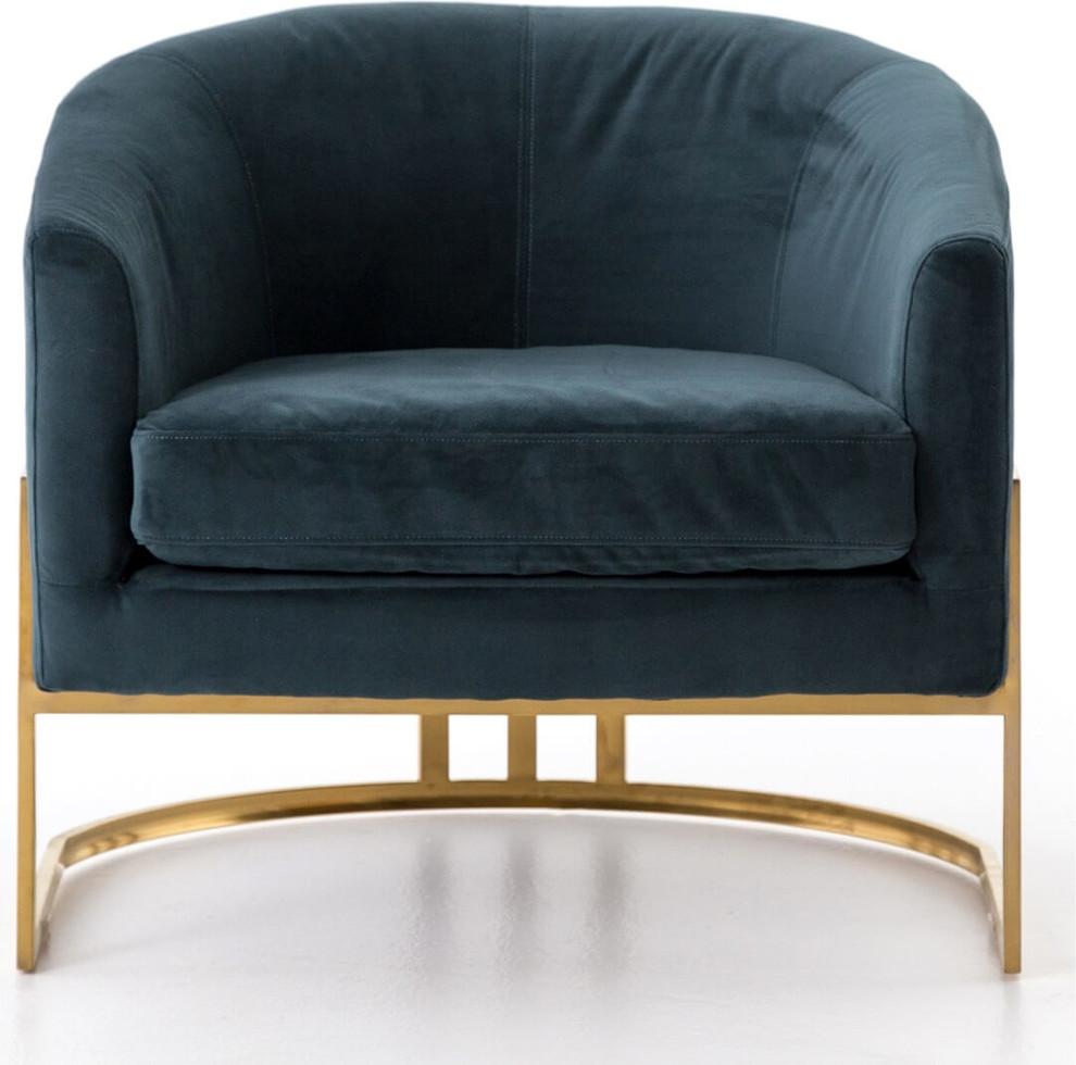 Corbin Brass Framed Chair  Blue   Contemporary   Armchairs And Accent Chairs   by Zin Home  Houzz