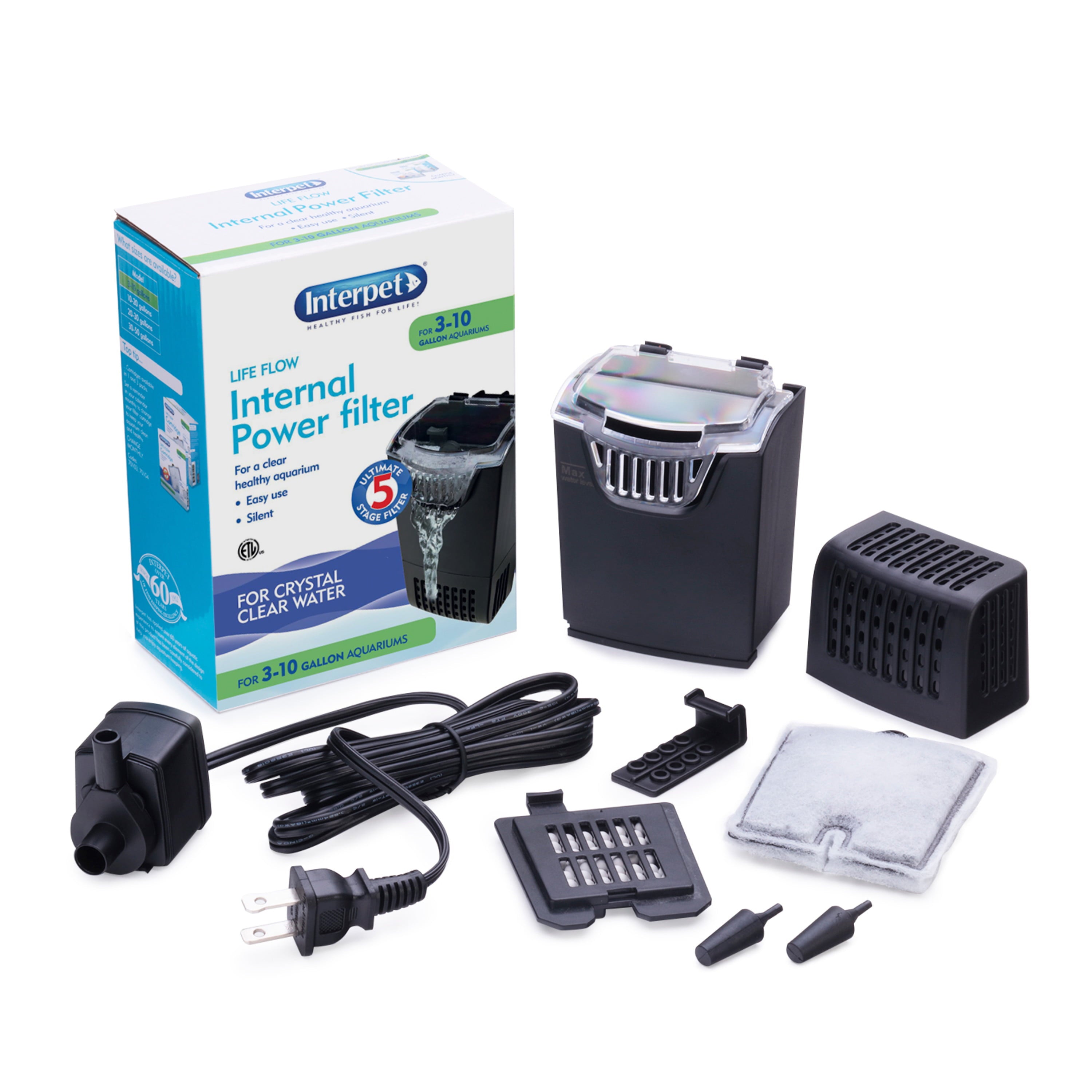 Interpet Life Flow Internal Power Filter for 3-10 Gallon Aquariums