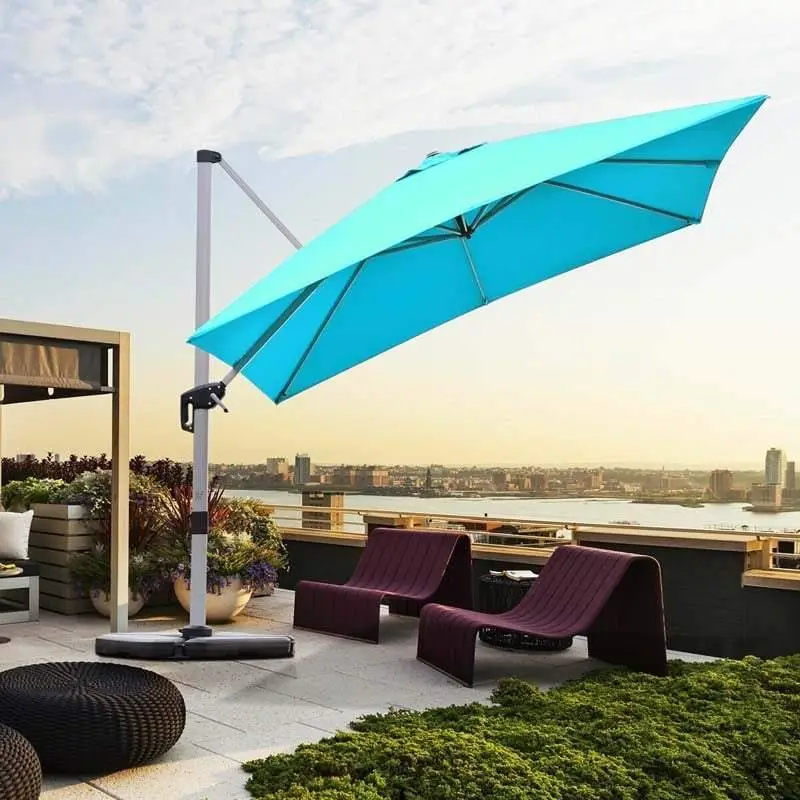 10 Ft Square Offset Patio Cantilever Umbrella with 360 Degree Tilt