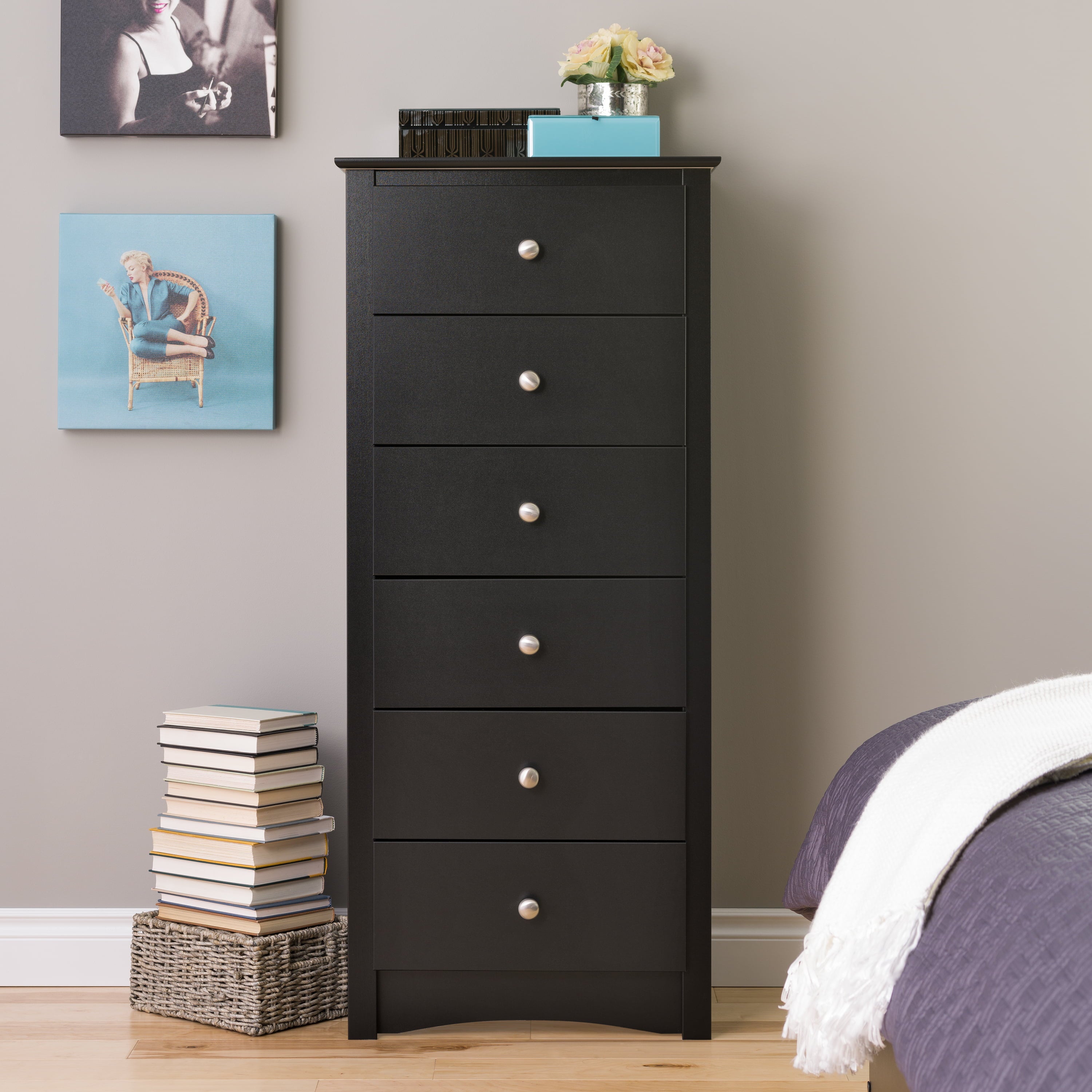 Prepac Sonoma 6 Drawer Wooden Dresser Chest, 17.65