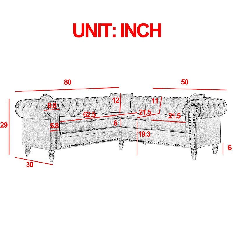 F.c Design Mh Deep Button Tufted Roll Arm