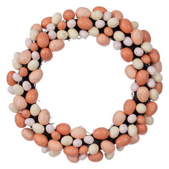 Vickerman 18 Coral/White Easter Eggs Wreath