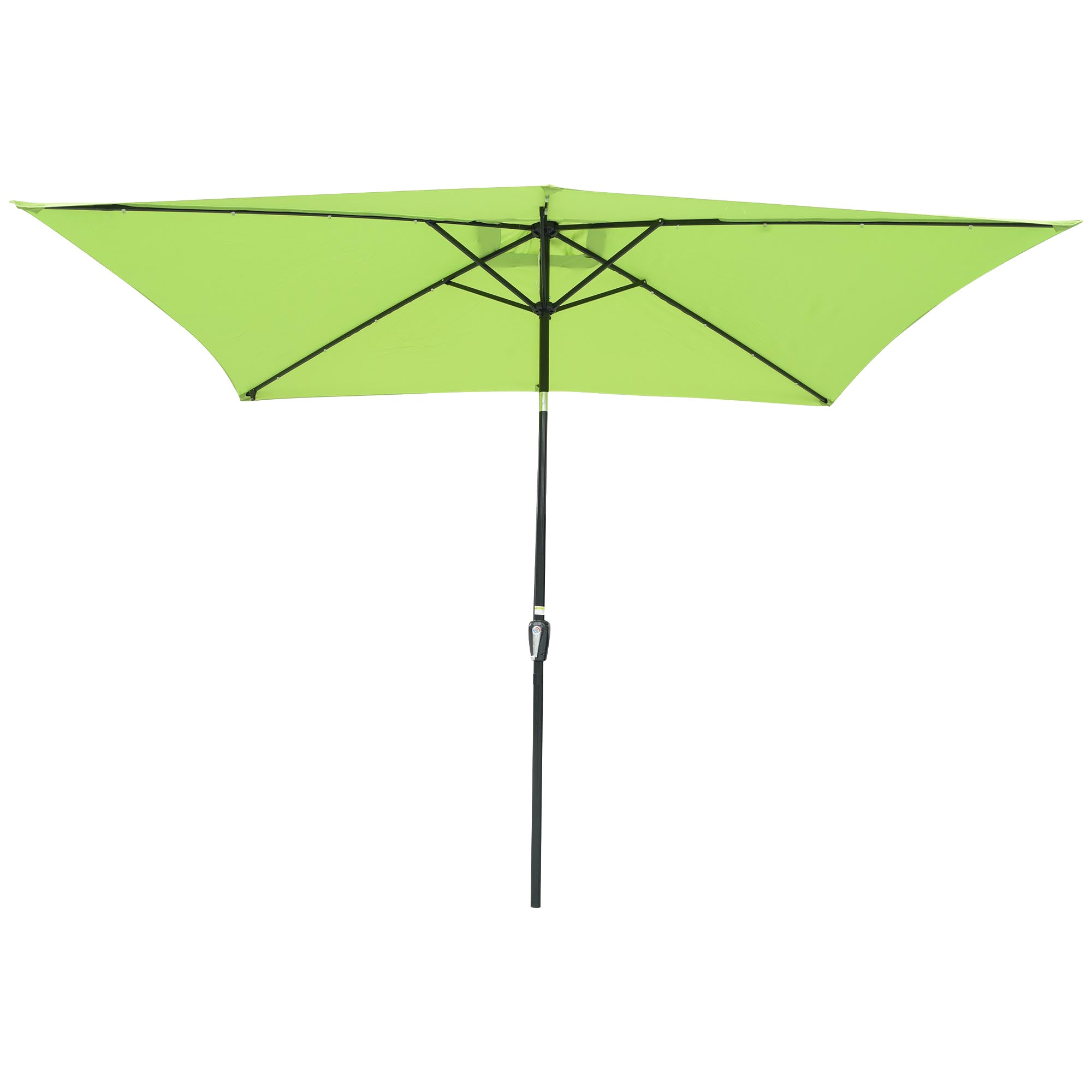 LAGarden 10x6.5ft Outdoor Rectangle Solar Powered LED Patio Umbrella with Crank Tilt for Garden Table Market(Pack of 2)