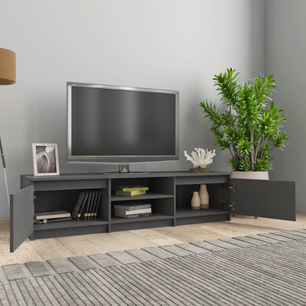 vidaXL TV Stand TV Console Sideboard TV Unit High Gloss White Engineered Wood   Transitional   Entertainment Centers And Tv Stands   by vidaXL LLC  Houzz