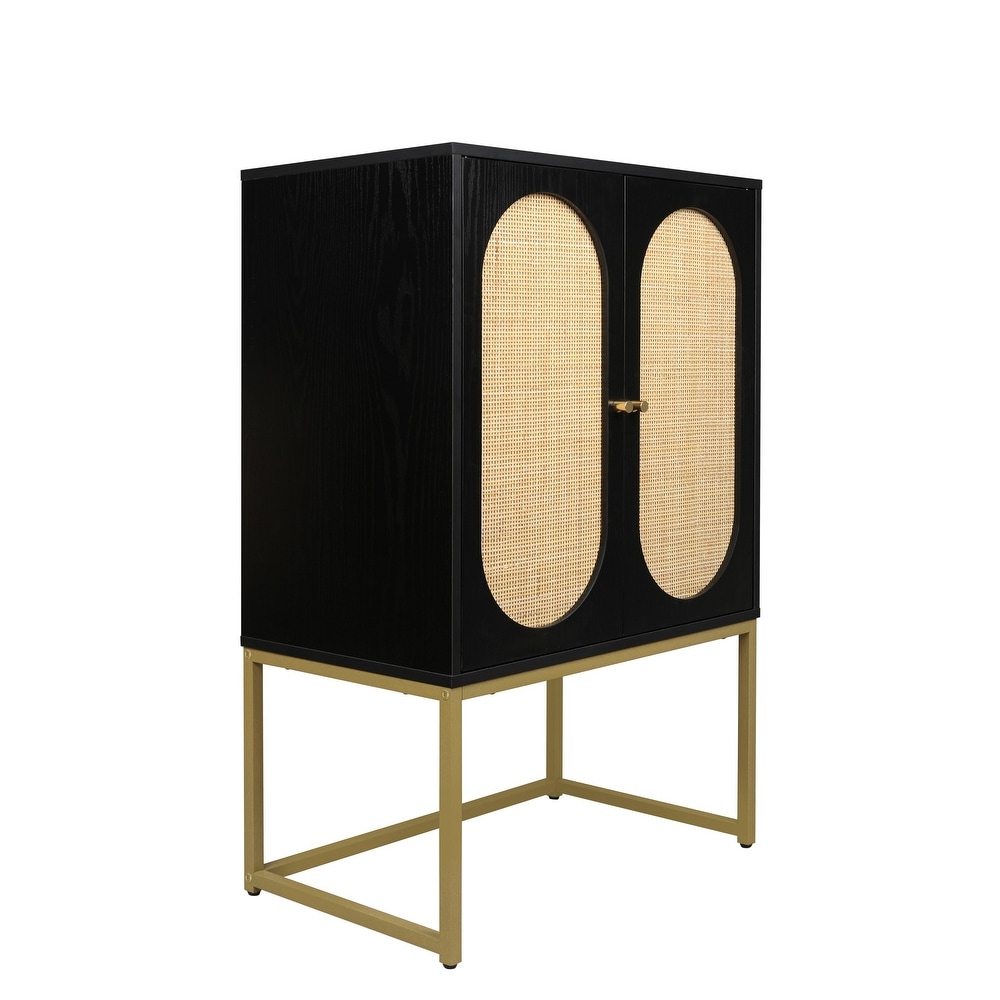 Modern Freestanding Storage Cabinet with 2 Doors and Metal Legs