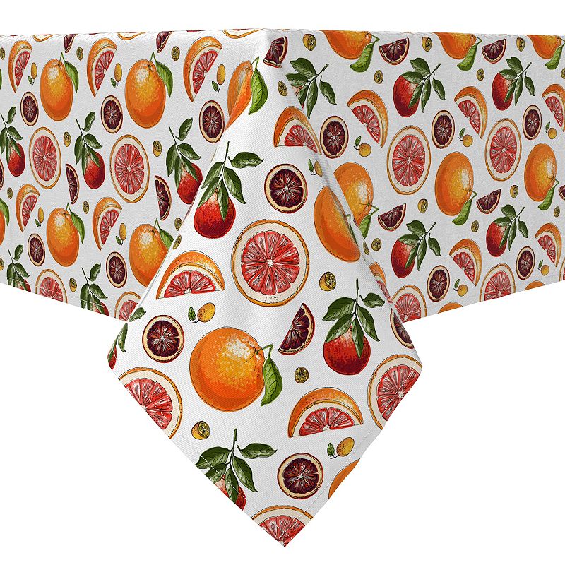 Square Tablecloth， 100% Cotton， 60x60， Sketches of Citrus Fruits