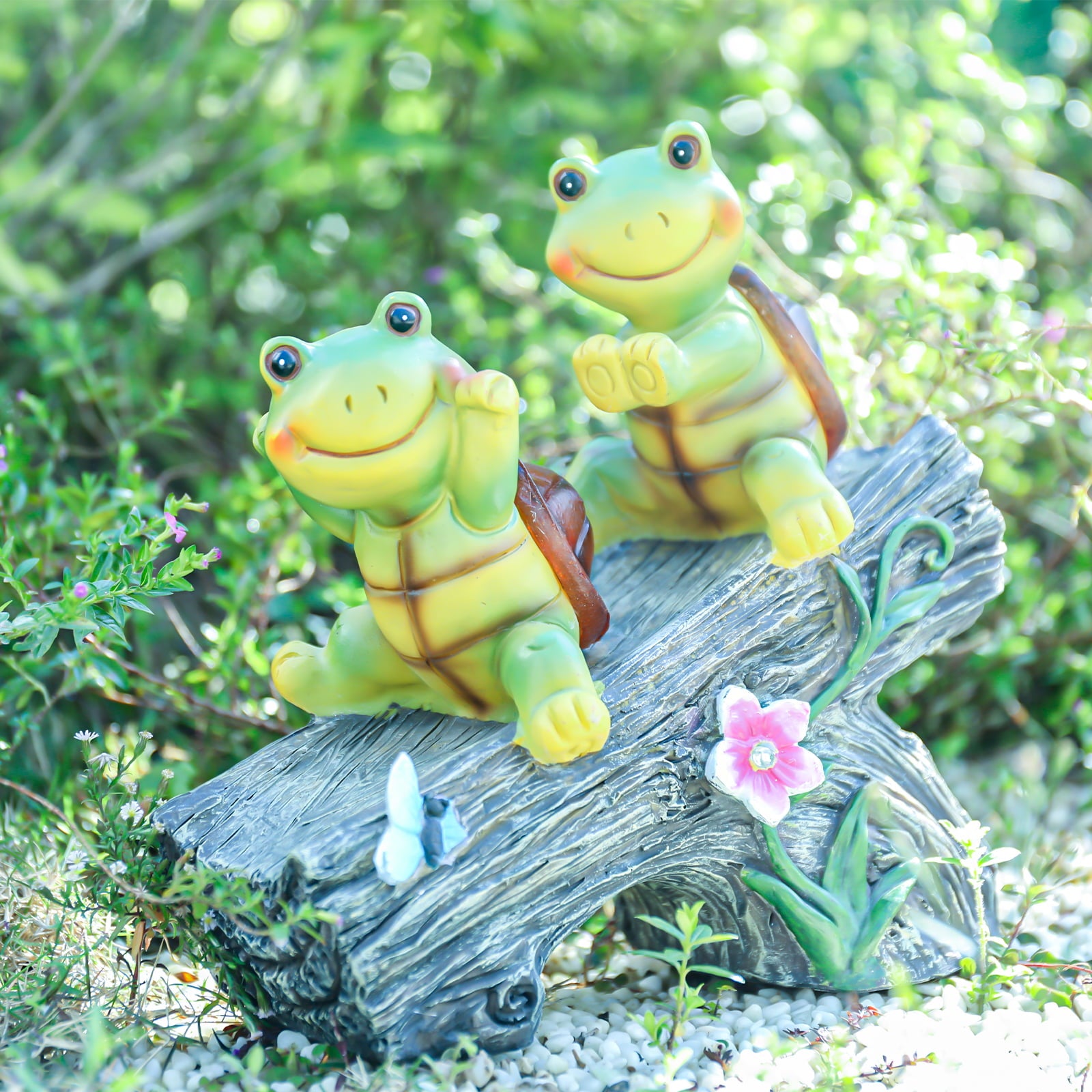 MUMTOP Funny Turtles Resin Solar Light Garden Decoration LED Statue Figurine Outdoor Ornaments