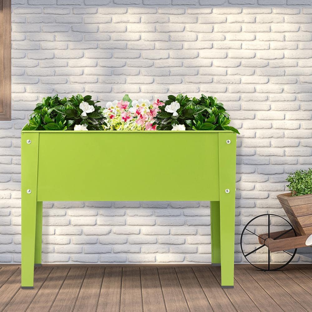 HONEY JOY 25 in. x13 in. x 18.0 in. Green Steel Outdoor Elevated Garden Plant Stand Raised Garden Bed with Legs IndoorandOutdoor TOPB005665