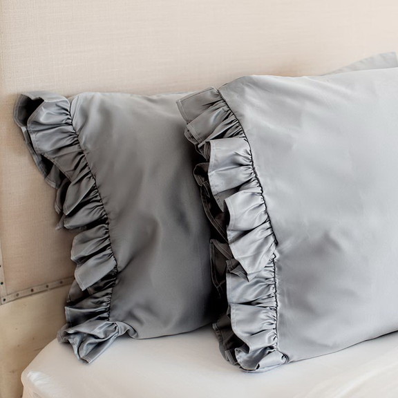 Bella il Fiore SPRGRAYK Ruffled Silky Pillowcase  ...