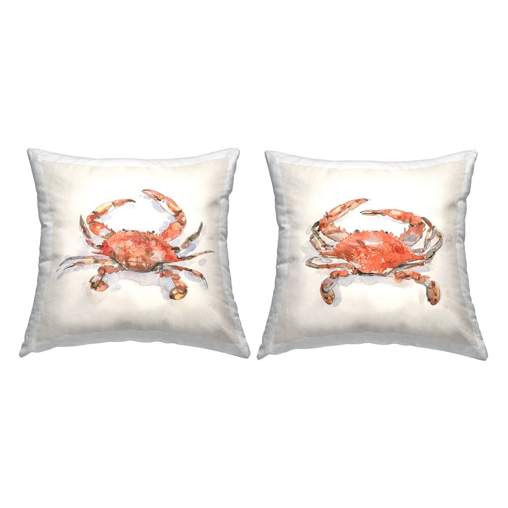 Stupell Nautical Red Crabs Decorative Printed Throw Pillow Design by Emma Caroline (Set of 2)