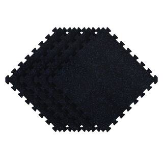 Norsk Black with Blue White Flecks 20.5 in. x 20.5 in. x 0.47 in. Rubber-Tec Reversible Gym Flooring (12 sq. ft.) (4-Pack) 32102RTBW