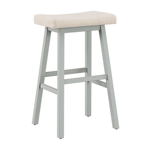 The Gray Barn Nettle Bank Wood Backless Bar Height Stool， Light Aged Blue - 29H x 18W x 17.5D