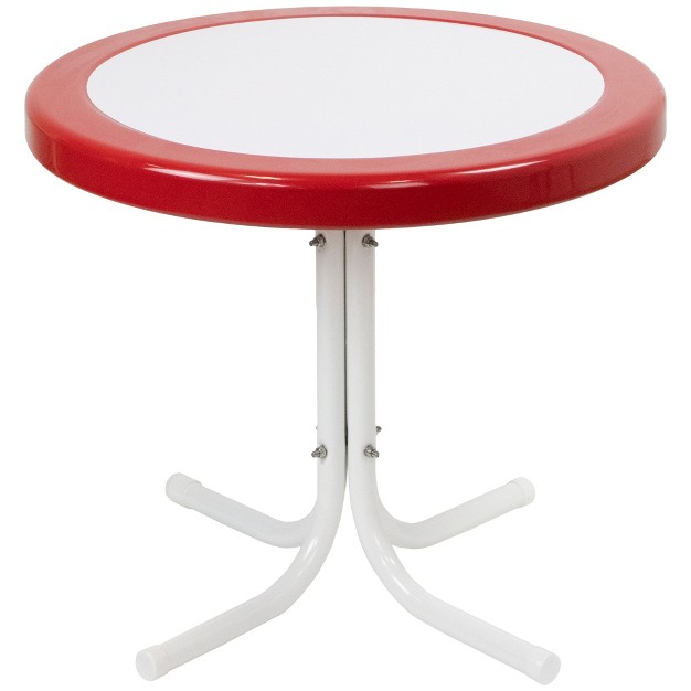 Outdoor Retro Tulip Side Table Red And White