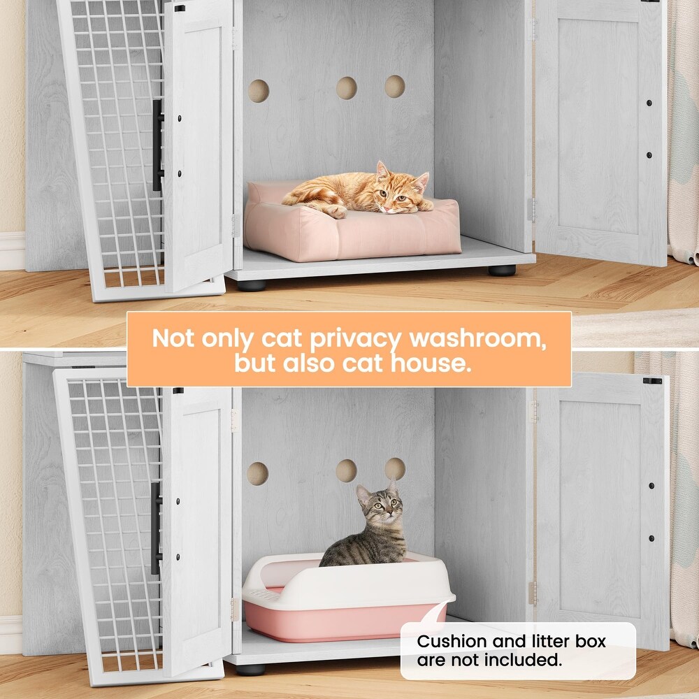 Modern Double Layer Cat Litter Box Enclosure  Hidden Cat Litter Box