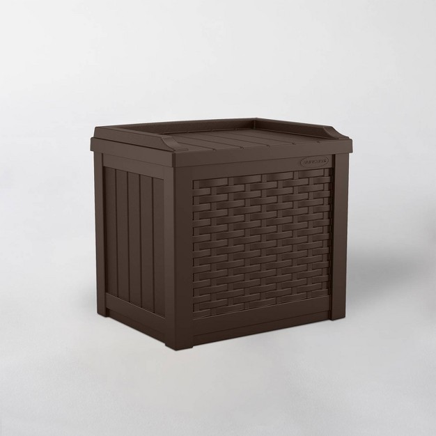 22gal Java Resin Wicker Front Storage Seat Brown Suncast