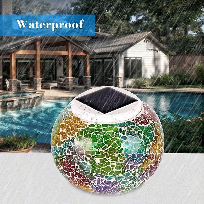 Mosaic Glass Outdoor Solar Power Light Lawn Ball Lantern Led 2