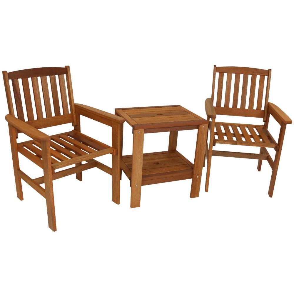 Ultimate Patio Meranti Wood 3-Piece Outdoor Patio Conversation Set