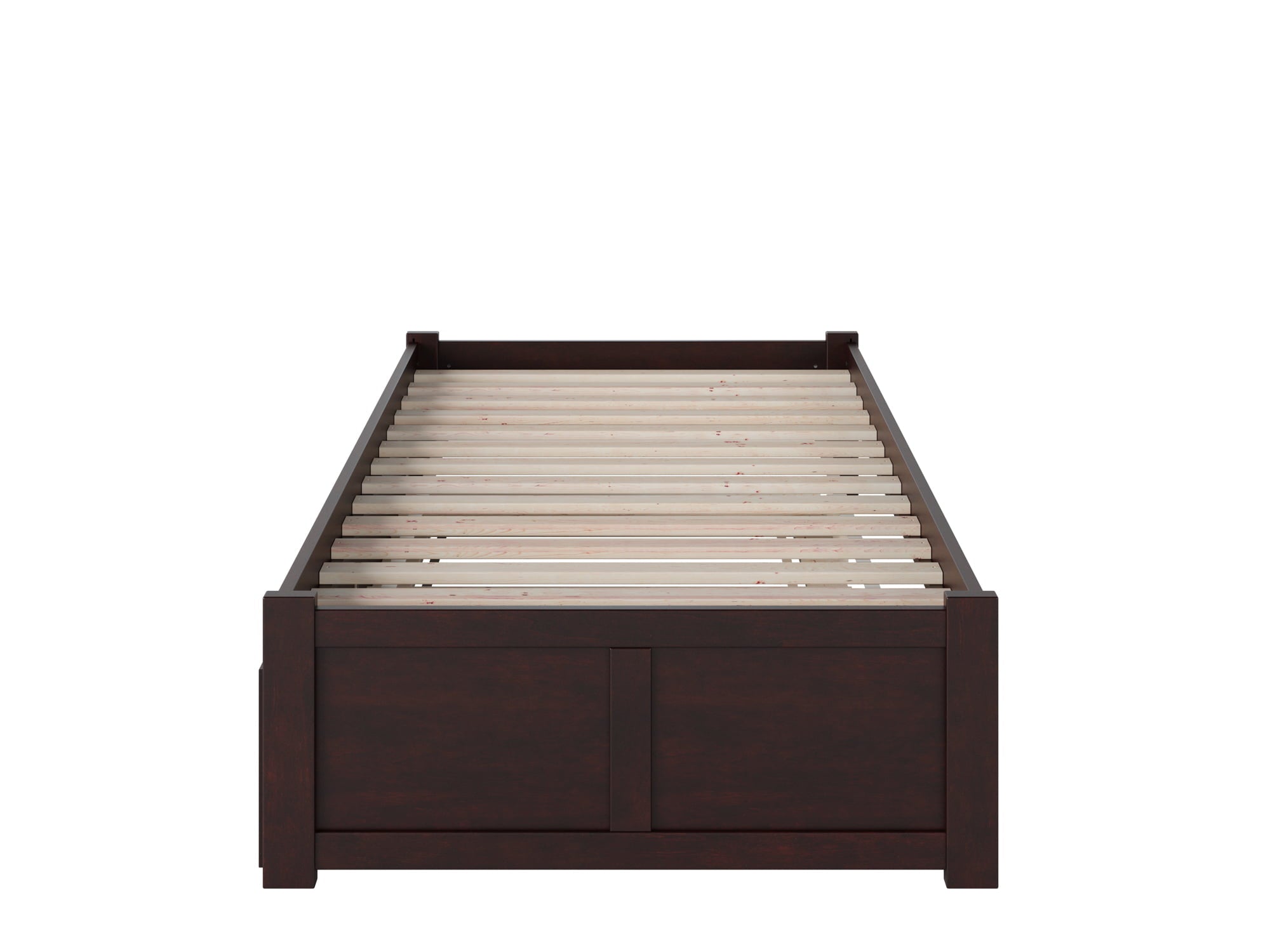 Concord Twin Platform Bed with Flat Panel Foot Board and Twin Size Urban Trundle Bed in Espresso