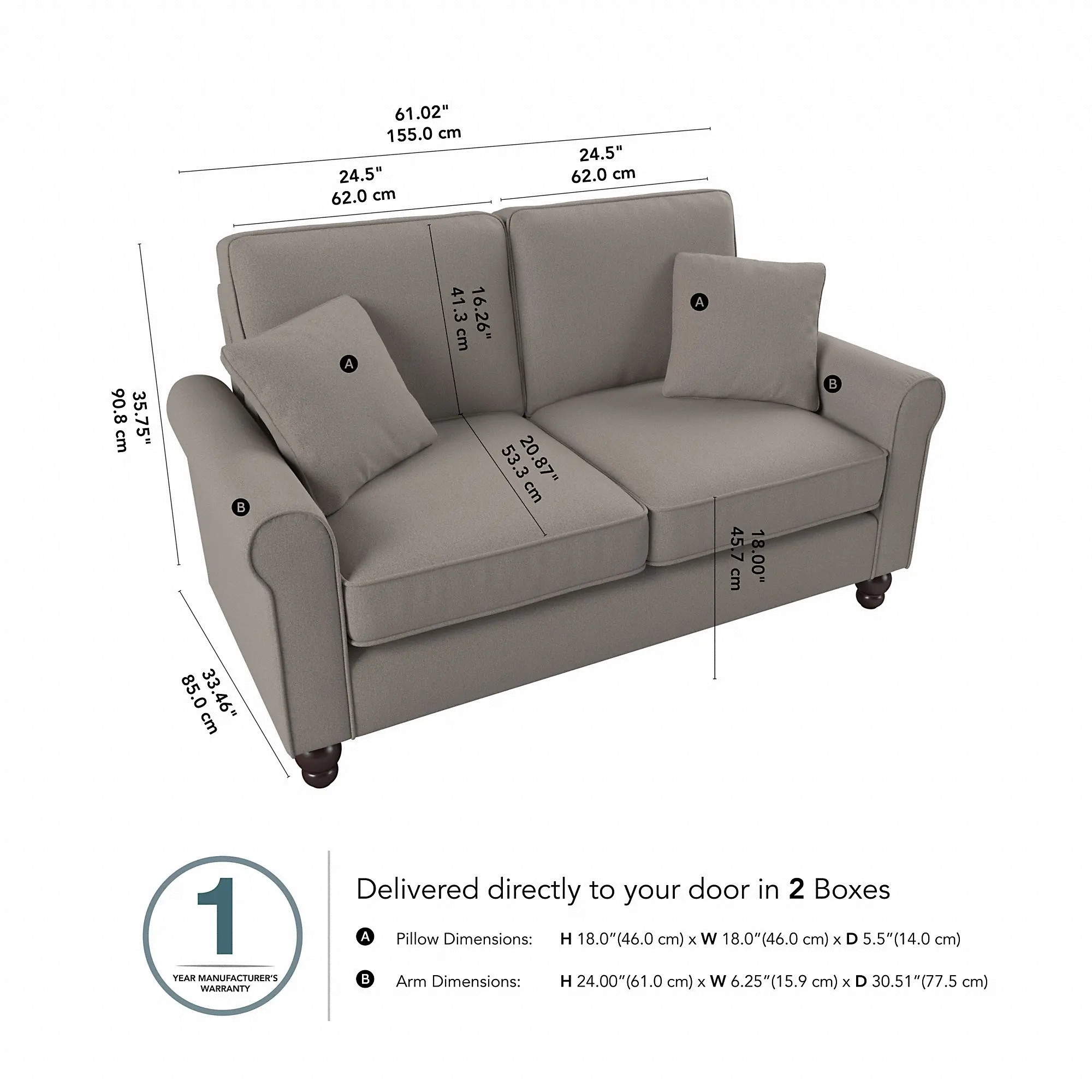 Hudson Beige Loveseat - Bush Furniture