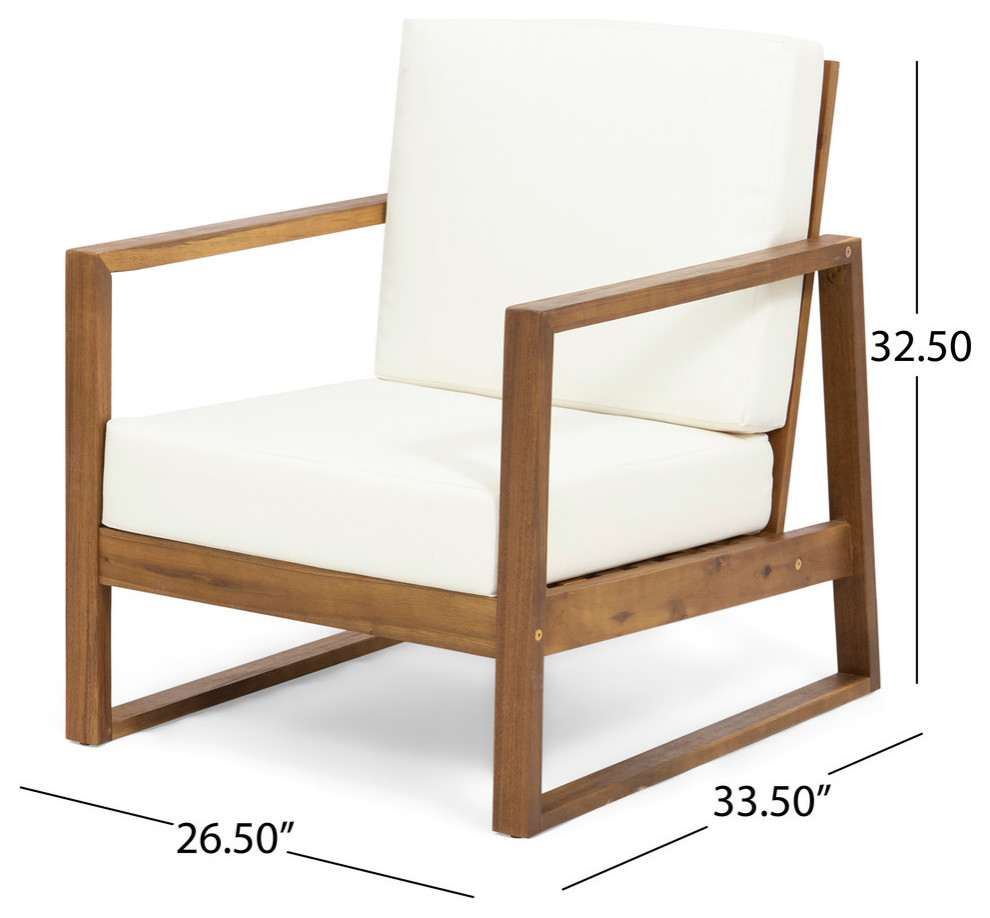 Mavis Outdoor Acacia Wood Club Chair With Cushions  Set of 2   Transitional   Outdoor Lounge Chairs   by GDFStudio  Houzz