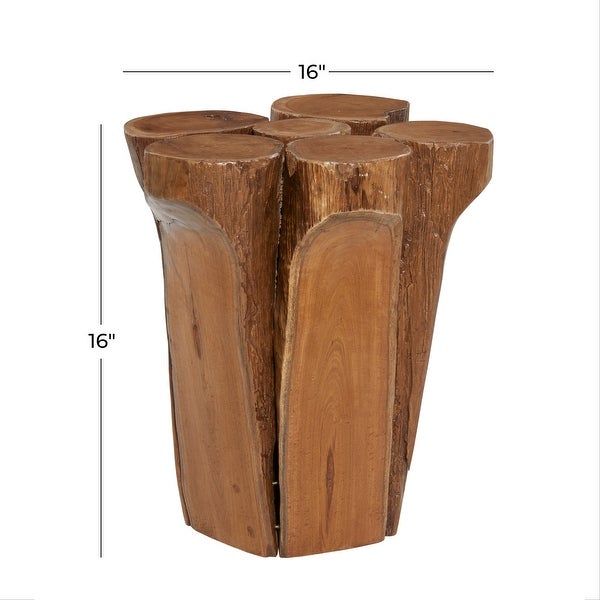 Brown Teak wood Rustic Stool 16 x 16 x 16 - 16 x 16 x 16