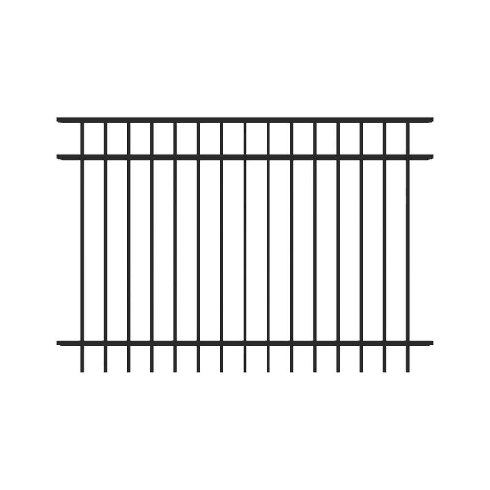 FORTRESS Athens 4 ft. H x 5.9 ft. W Gloss Black Aluminum Flat Top Design Fence Panel 413487141M