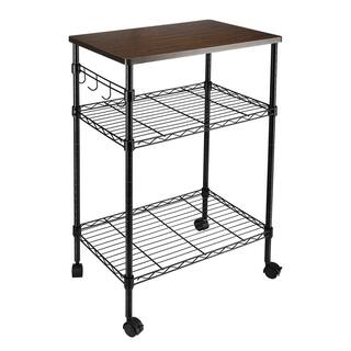 Karl home 4-Wheeled Metal Multi-functional Kitchen Utility Cart in Black 302589548103