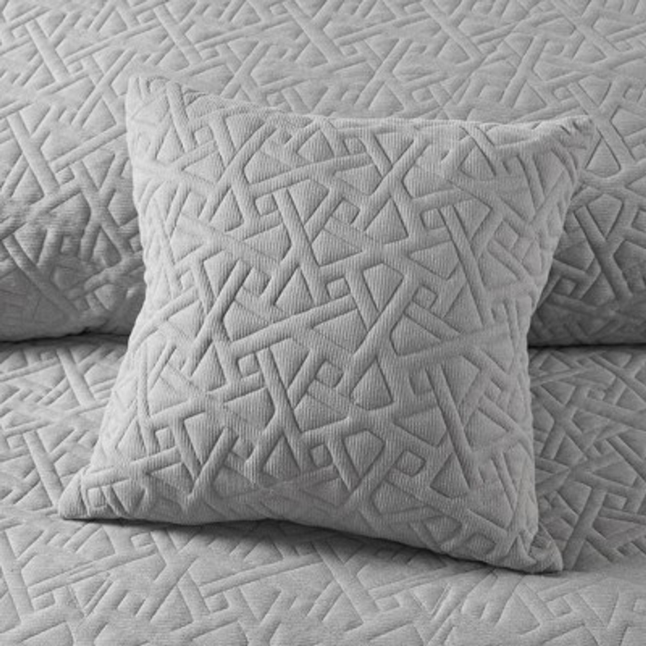 18x18 N Natori Origami Knit Quilted Top Square Decorative Pillow Gray