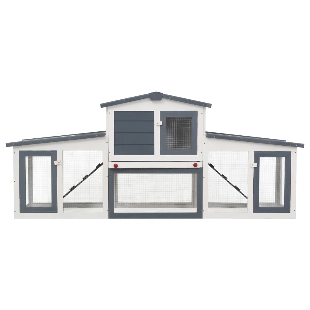 Rabbit Hutch Outdoor Inlife Large Rabbit House Gray and White 80.3