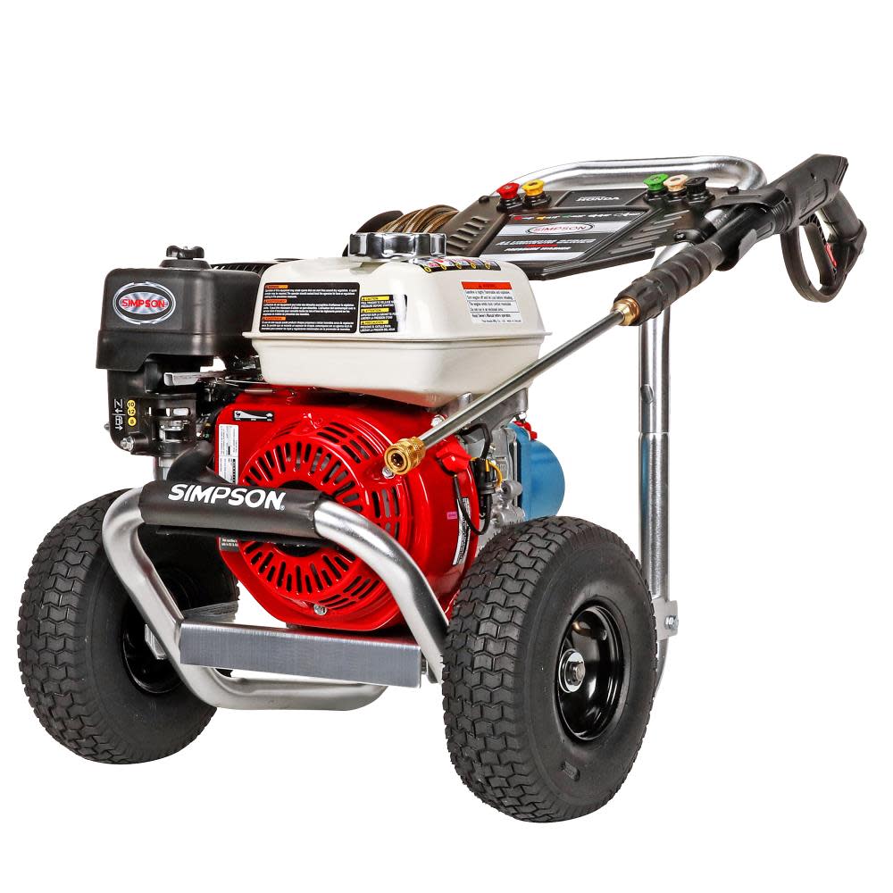 Aluminum 3400 PSI at 2.5 GPM HONDA GX200 with CAT Triplex Plunger Pump Cold Water Professional Gas Pressure Washer ;